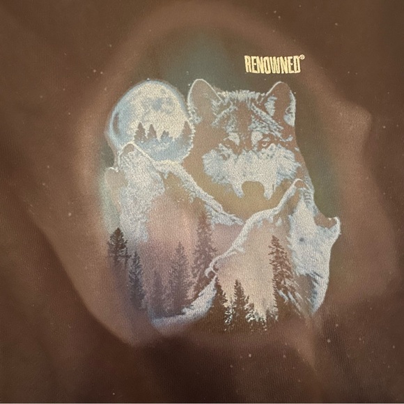 Renowned LA WOLVES AT NIGHT GRAPHIC HOODIE IN BLACK - Picture 12 of 12